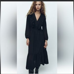 ZARA DOTTED MESH MIDI DRESS